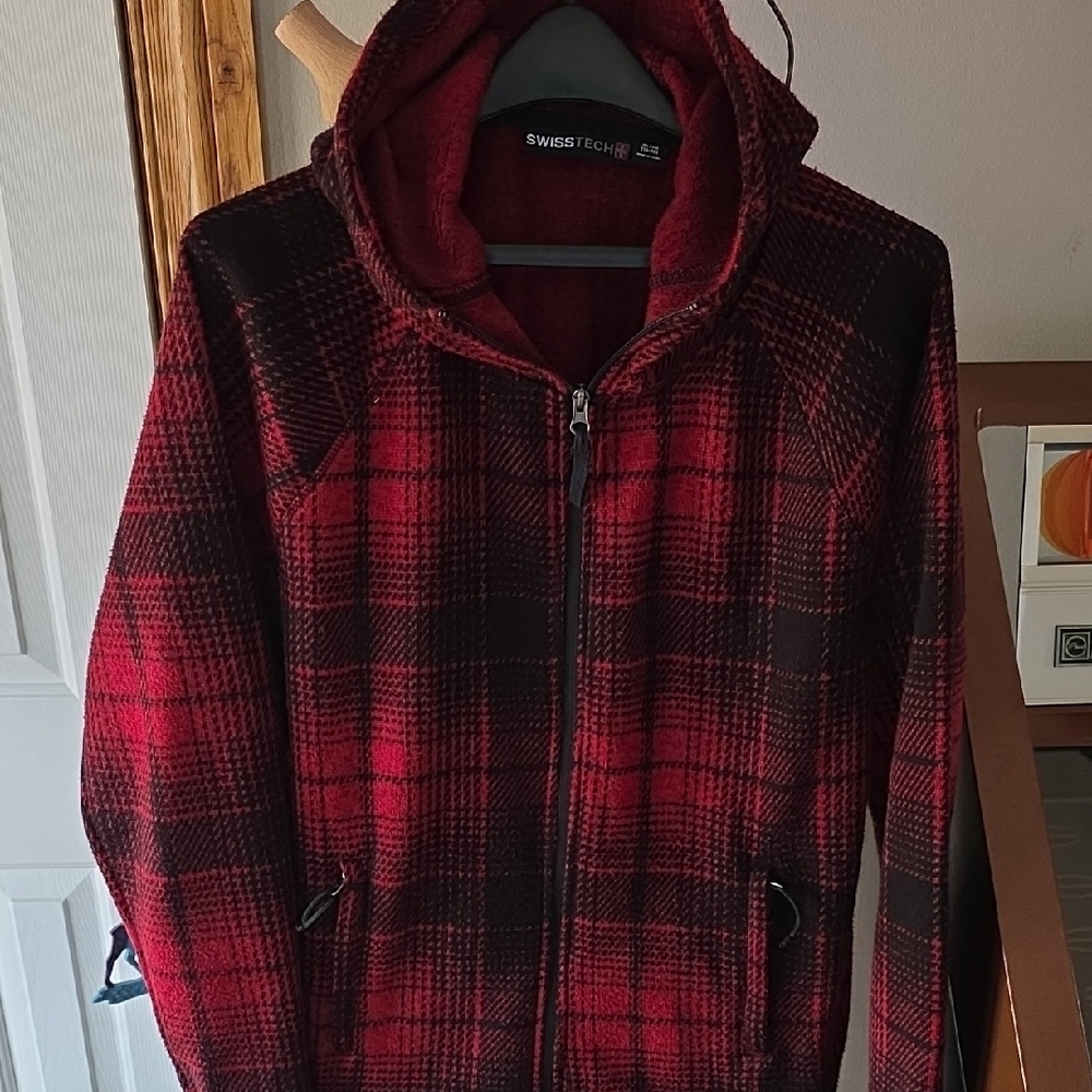 Swiss Tech Red and Black Checkered Hoodie